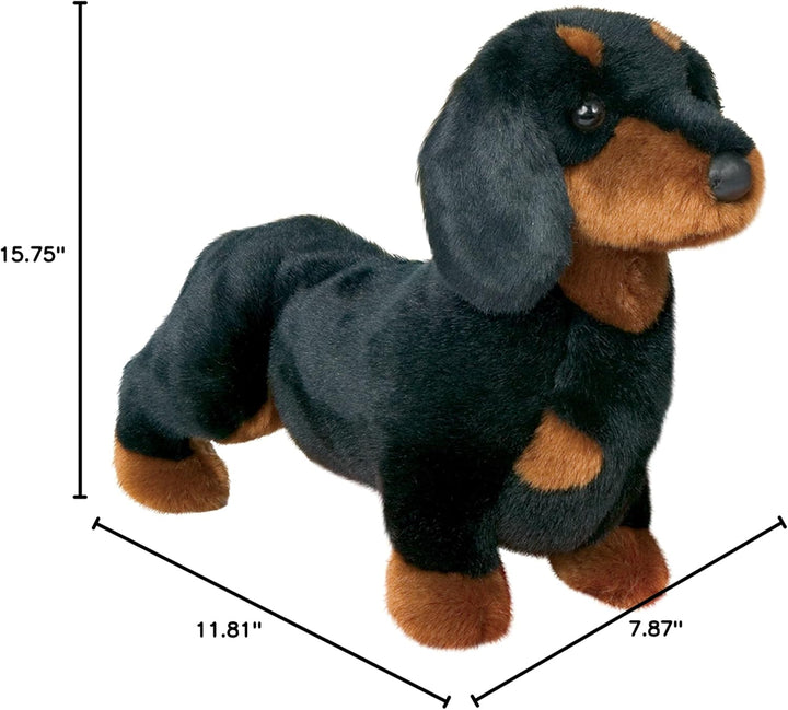 Peluche con diseño de perro salchicha de 14 pulgadas en color negro...