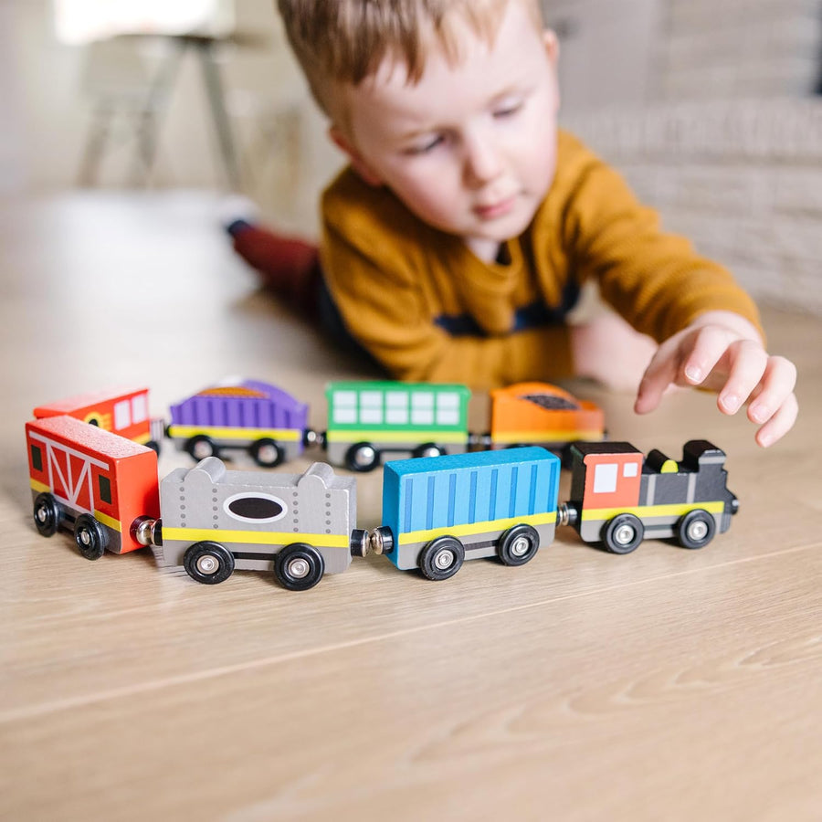 Melissa Doug Tren de madera vagones de tren