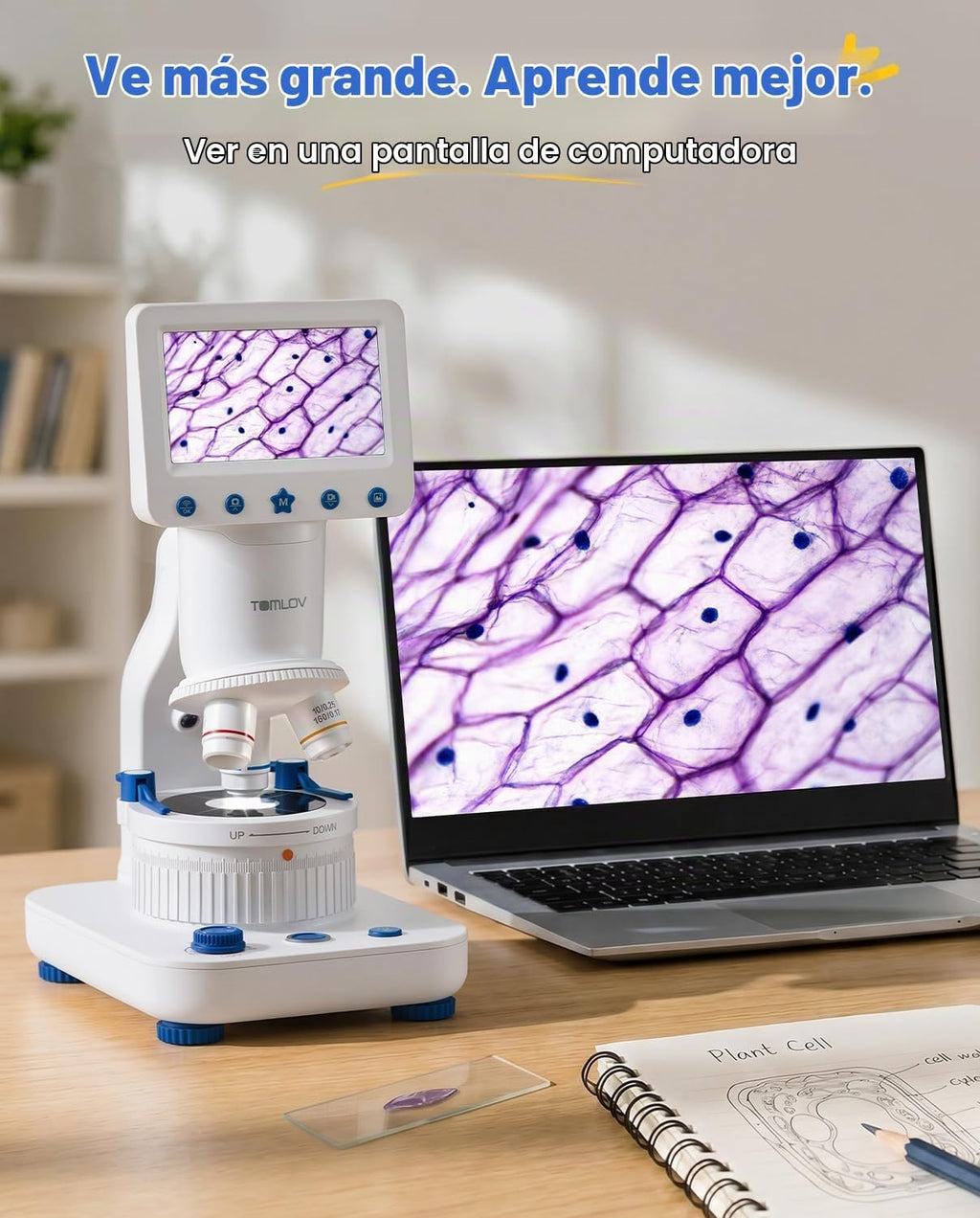 TOMLOV DM302K Microscope para Niños, 800X Kit de Ciencia, Pantalla de 4.3"  Juguete STEM
