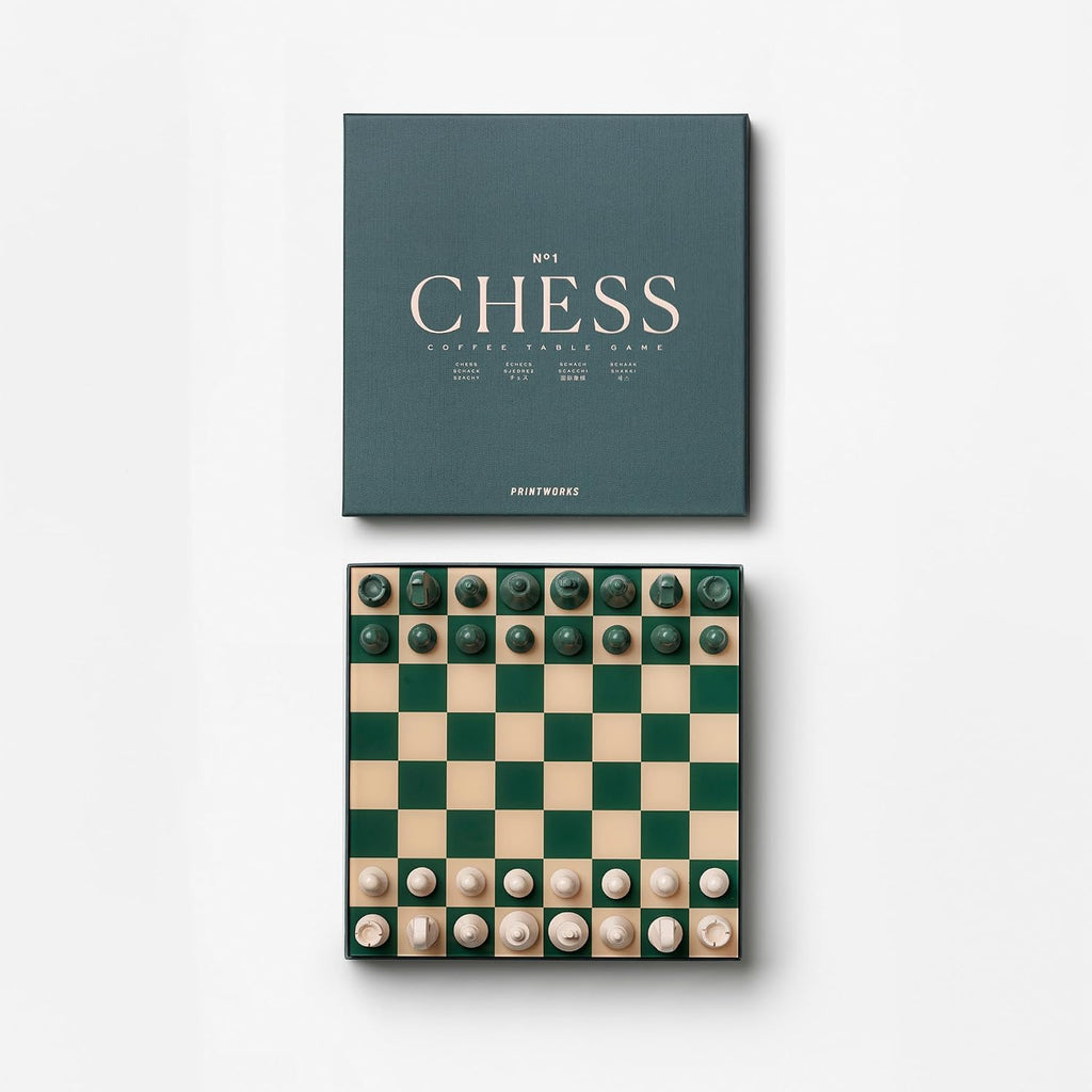 Set de Ajedrez Classic Green de Printworks - Piezas de Madera y Tablero de Acrílico