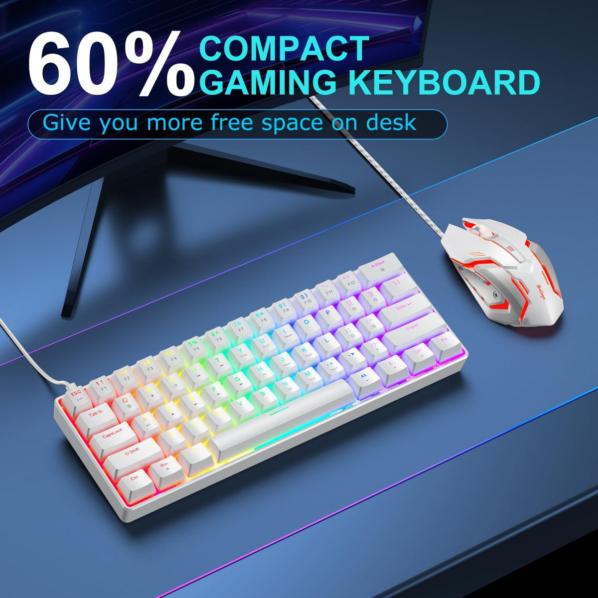 BlueFinger Combo de teclado y mouse mecánicos para juegos 60% \u201...