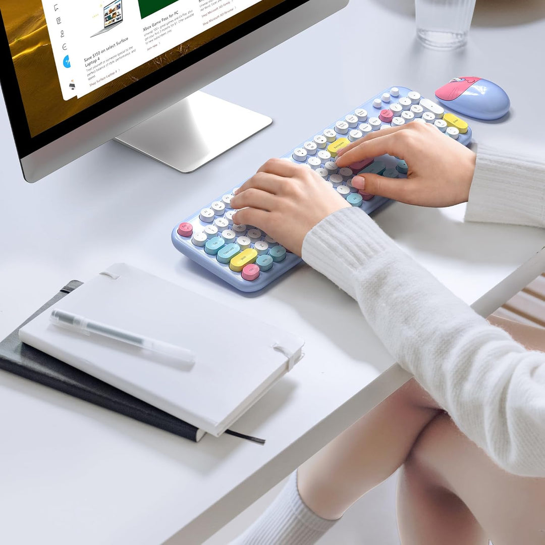 Dilter Combo de teclado y mouse inalámbricos, teclados de máquina d...