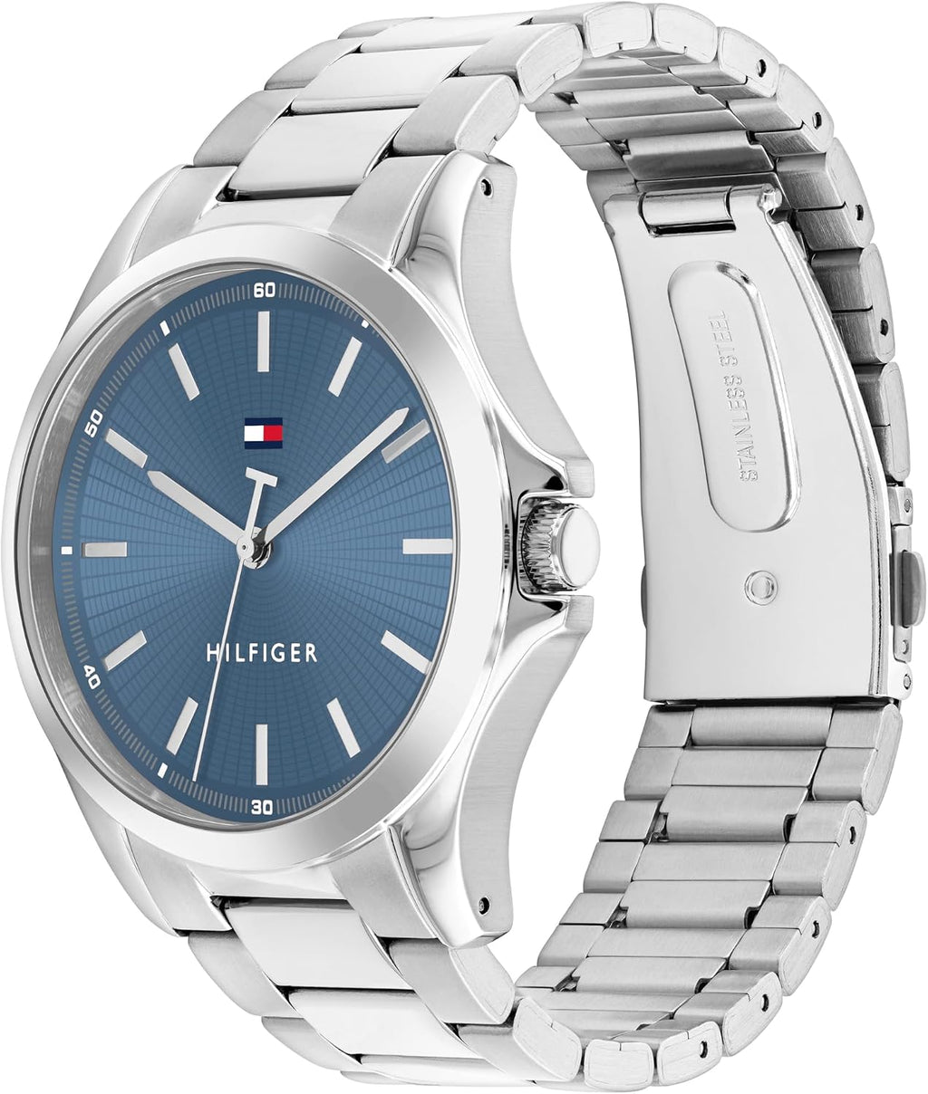 Tommy Hilfiger - Reloj de cuarzo para hombre de 3H, pulsera de acero inoxidable, resistente al agua 3 ATM, pieza moderna y elegante, regalo para él, 42mm