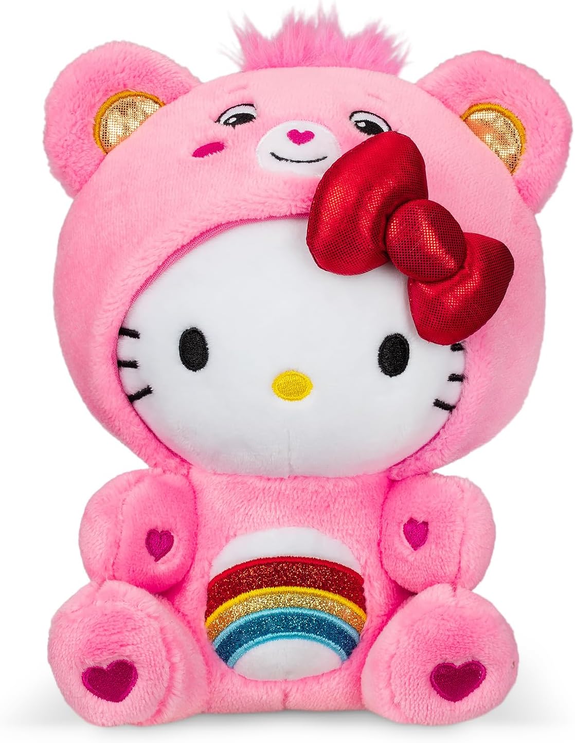 Care Bears Hello Kitty Vestida Como Oso Alegre de 8 Pulgadas de Tamaño Divertido de Peluche - ¡Suave y Abrazable, la Mejor Amiga! - Ideal para Niñas y Niños, Empleados, Coleccionistas, Edades 4+