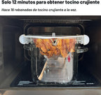 Cocina de vidrio para microondas y tocino, tapa de silicona, 4 pinchos de vidrio, 100 onzas