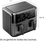 CHEFMAN Horno freidora de aire de doble cesta de 6 cuartos con ventanas de fácil visión, acabado de sincronización, Hi-Fry, apagado automático, 2 cestas independientes antiadherentes de 3 cuartos de