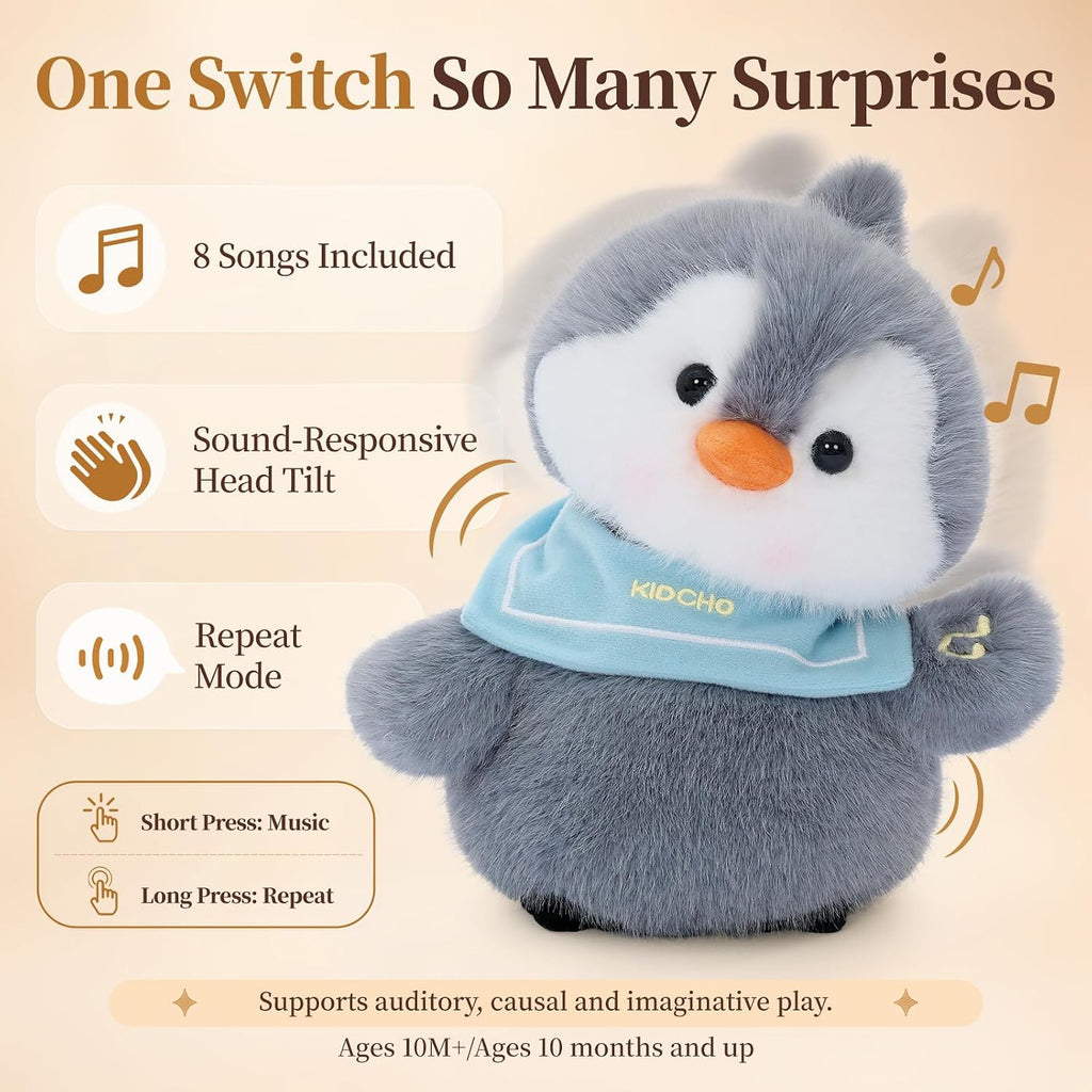 Juguete de la felpa del pingüino, 10" juguete musical interactivo