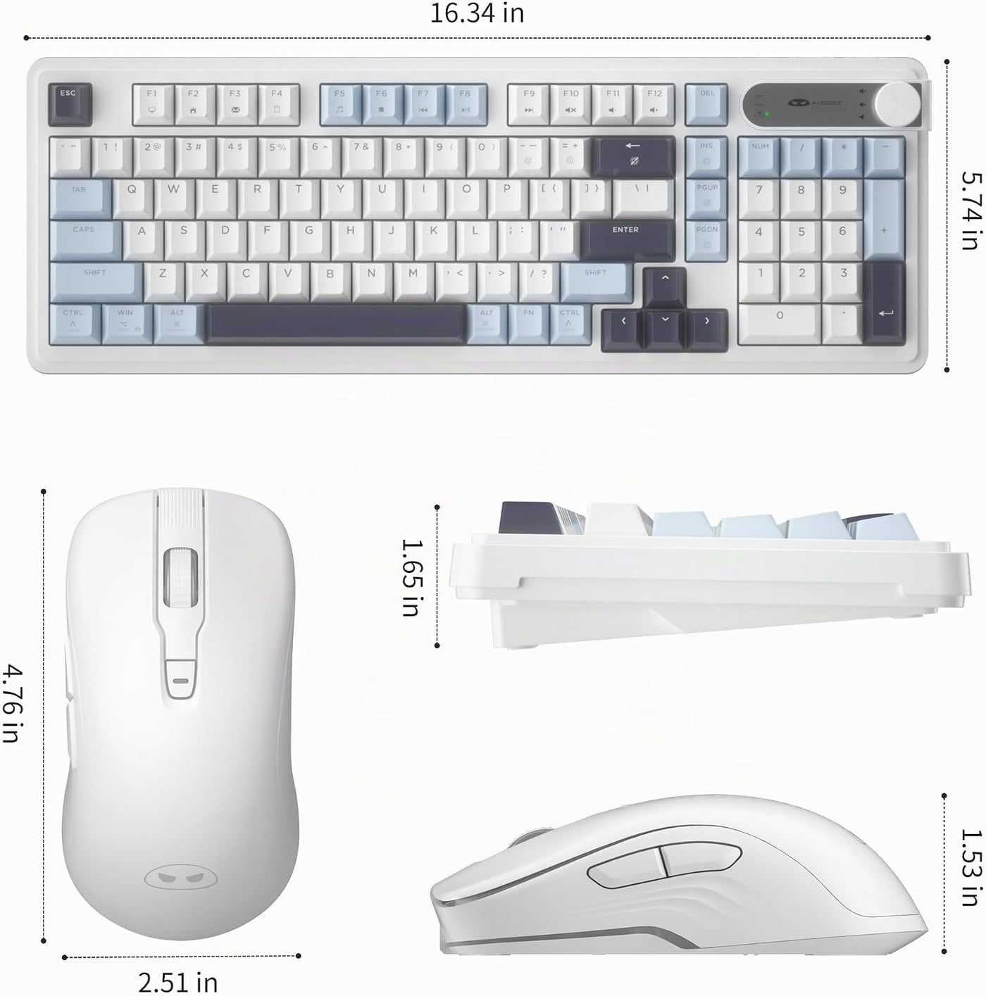 MageGee V990 - Combo de teclado y mouse inalámbricos cremosos, 99 t...