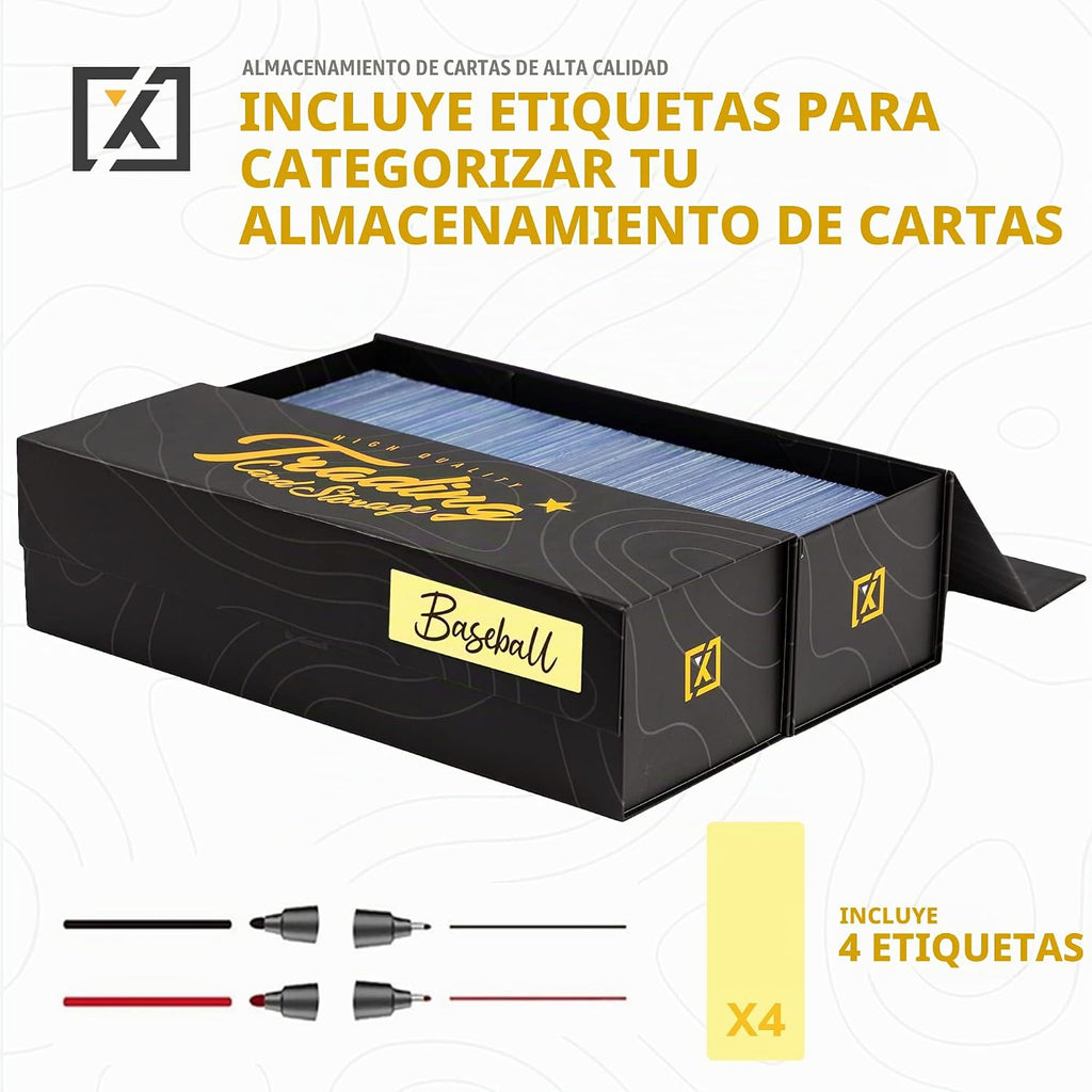 HOMEXPRO Caja de Almacenamiento de Tarjetas Coleccionables [PAQUETE DE 3] - Tapa Magnética | Se Adapta a 800 Tarjetas, 200 Toploaders, o 50 One Touch - Caja de Almacenamiento de Tarjetas de Béisbol