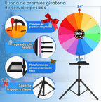 Rueda giratoria de premio de 24 pulgadas, rueda giratoria ajustable de 37 a 65 pulgadas de altura, rueda giratoria de premios con soporte, rueda de fortuna, rueda giratoria para premios, 14