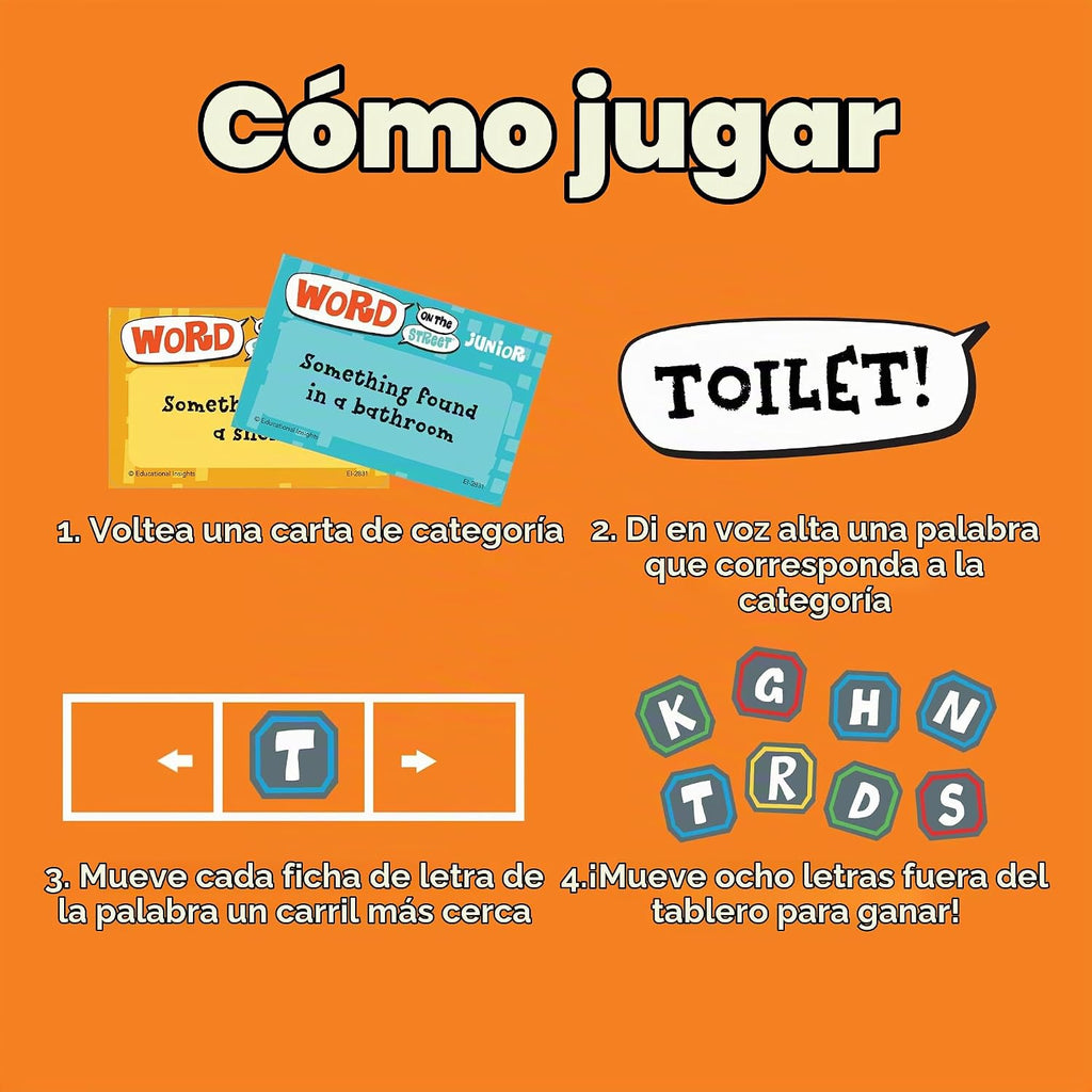 Educational Insights Juego de palabras en la calle Junior, vocabulario y palabras para el hogar y el aula, a partir de 7 años