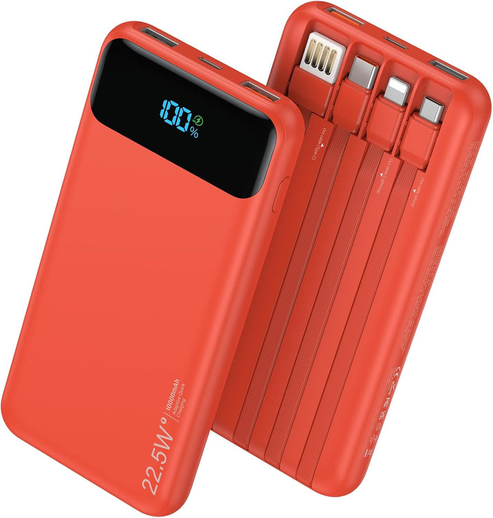 Cargador portátil de 10000 mAh integrado con 4 cables, cargador de...