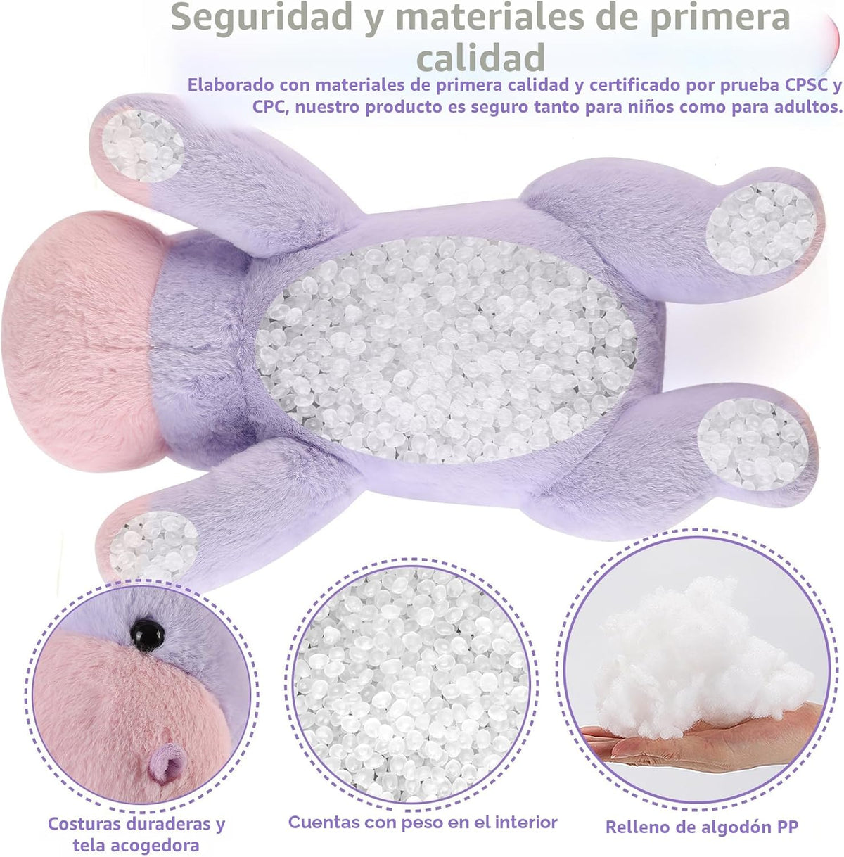 meowtastic Hippo Peluche Pesado, Almohada de Felpa para Niños