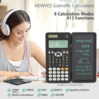 NEWYES Calculadoras científicas recargables 991ES MAX, 417 funciones, pizarra de escritura, estuche duro plegable, pantalla de 4 líneas con escritura avanzada, calculadoras para estudiantes de