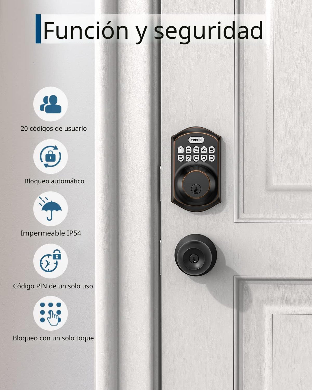 TEEHO TE001 - Cerradura inteligente para puerta de entrada, sin lla...