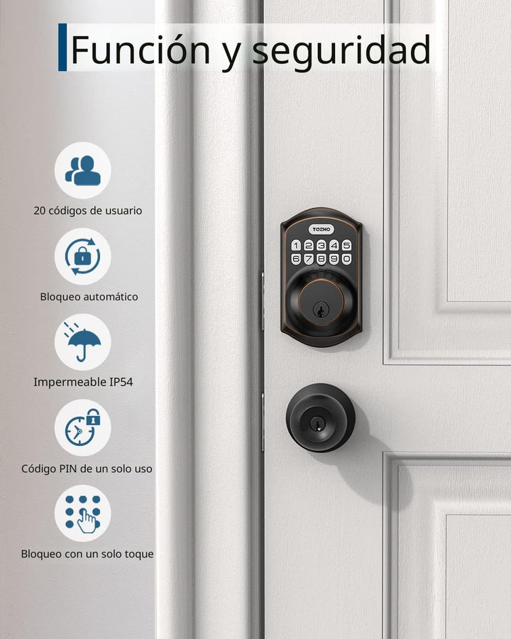 TEEHO TE001 - Cerradura inteligente para puerta de entrada, sin lla...