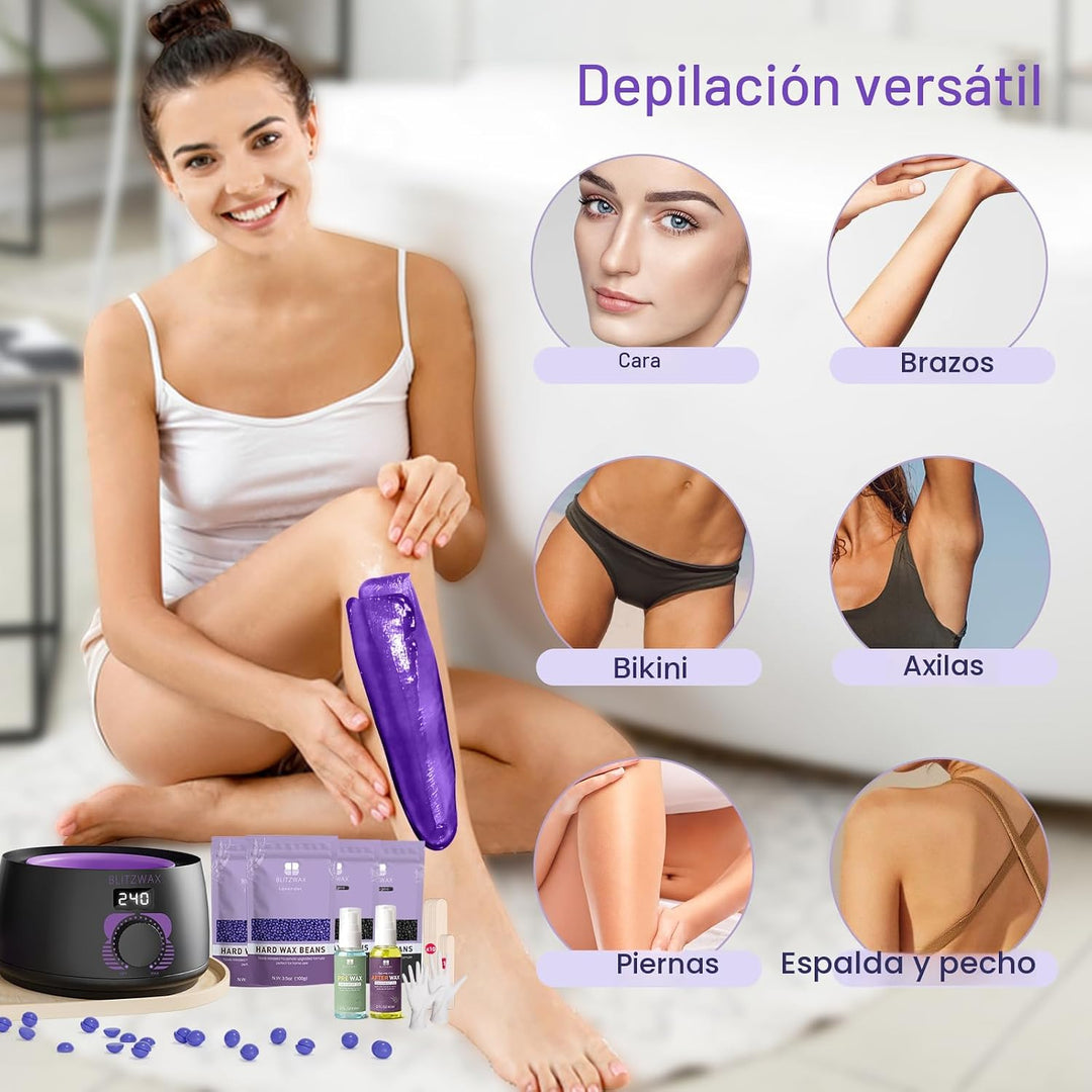 Kit de cera BLITZWAX para depilación brasileña y bikini para mujere...
