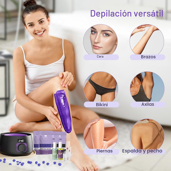 Kit de cera BLITZWAX para depilación brasileña y bikini para mujere...