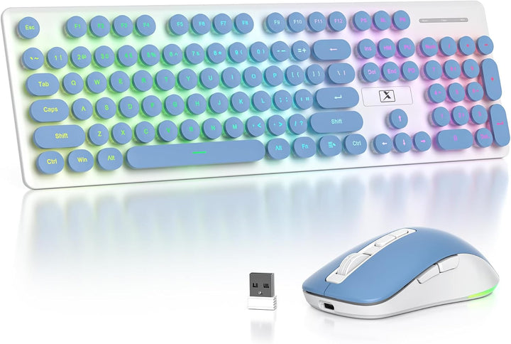 Vumilstek Teclado y mouse inalámbricos retroiluminados, máquina de...