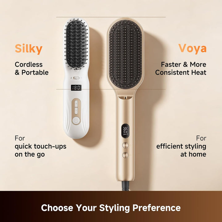 Dreame Voya Hair Straightener Brush, PTC Heating Straightening Comb...