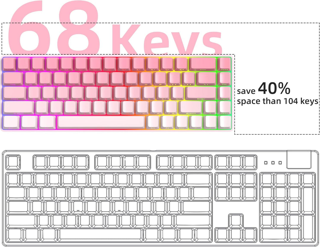 MageGee Teclado portátil 60% mecánico para juegos, retroiluminado R...