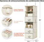 Organizador de armario colgante de 6 estantes con 3 cajones, diseño 2 en 1