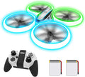 Q9s Drones para niños, dron RC con retención de altitud y modo sin cabeza, cuadricóptero con luz azul y verde, hélice de protección completa, 2 baterías y control remoto, regalos para niños y niñas