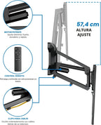 MOUNT-IT! Soporte de pared motorizado para TV con chimenea | Soporte de montaje de mantel eléctrico desplegable con control remoto, capacidad de peso de hasta 77 libras, altura ajustable, giratorio, compatible con VESA 600 x 400