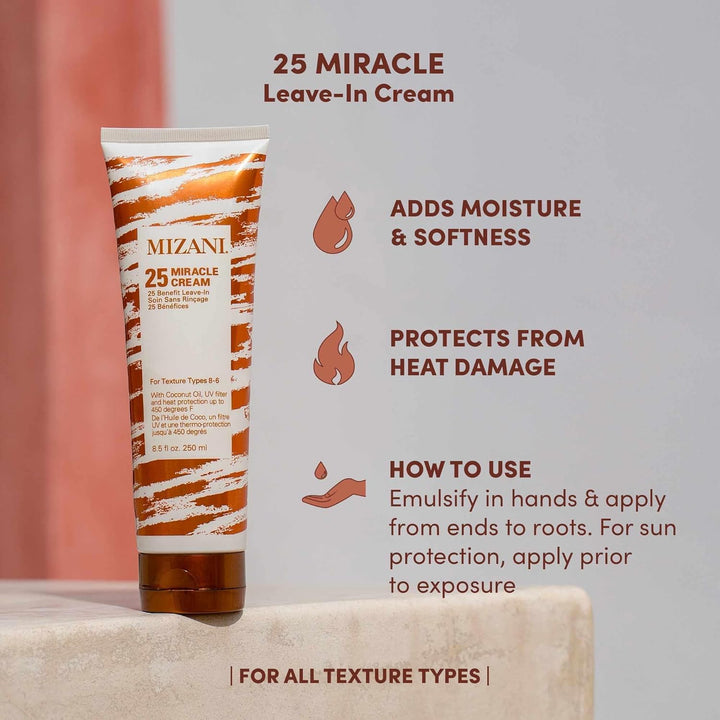 Mizani 25 Miracle Leave-In Cream - Crema hidratante para rizos con...
