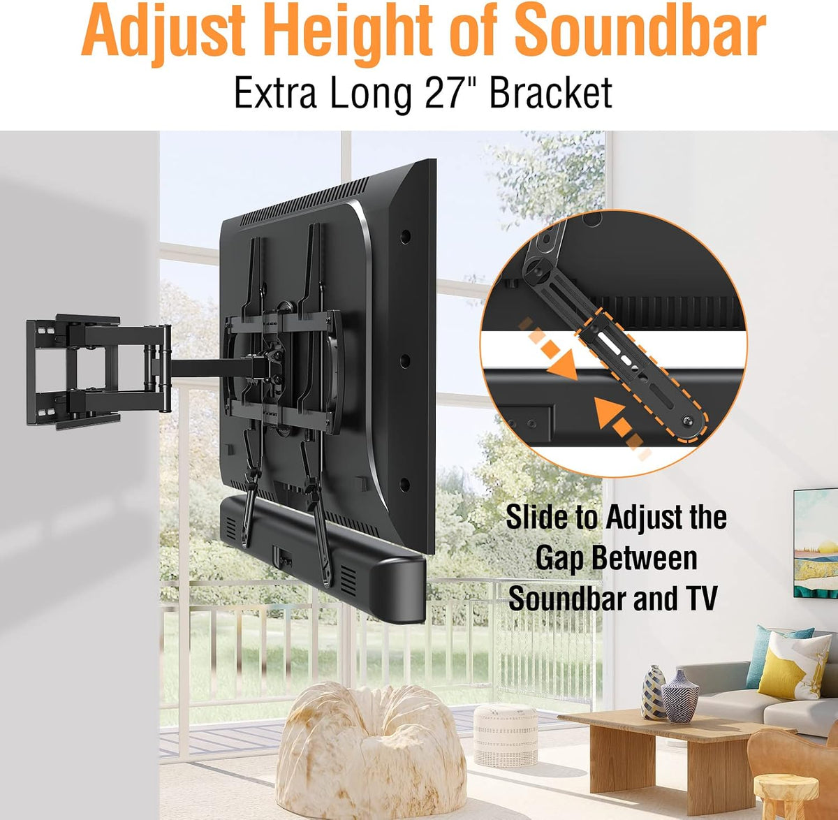 ELIVED Soporte de barra de sonido debajo o por encima del televisor