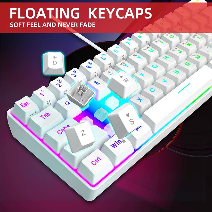 Snpurdiri - Teclado para videojuegos 60% con cable, 61 teclas, repo...
