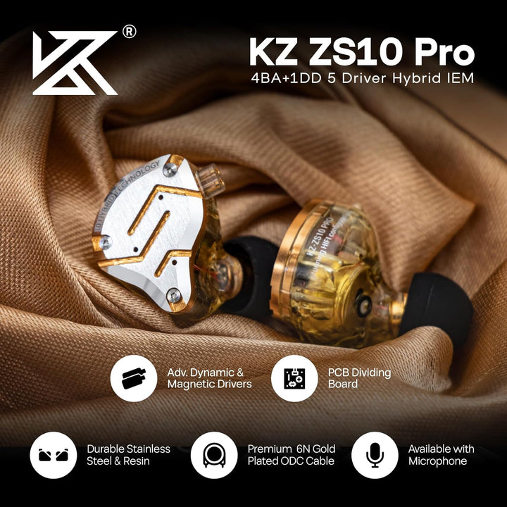 Linsoul KZ ZS10 Pro, auriculares intrauditivos híbridos HiFi con 5...