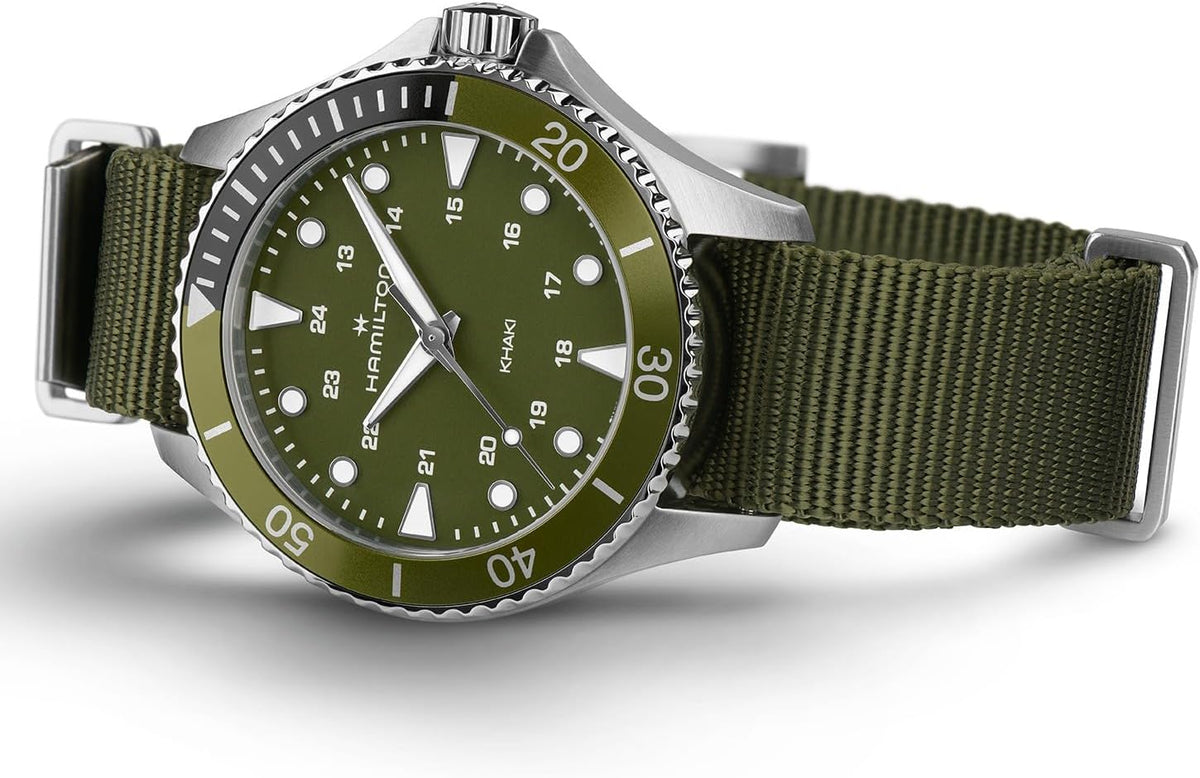 Hamilton Reloj de cuarzo azul marino caqui para hombre, caja de acero