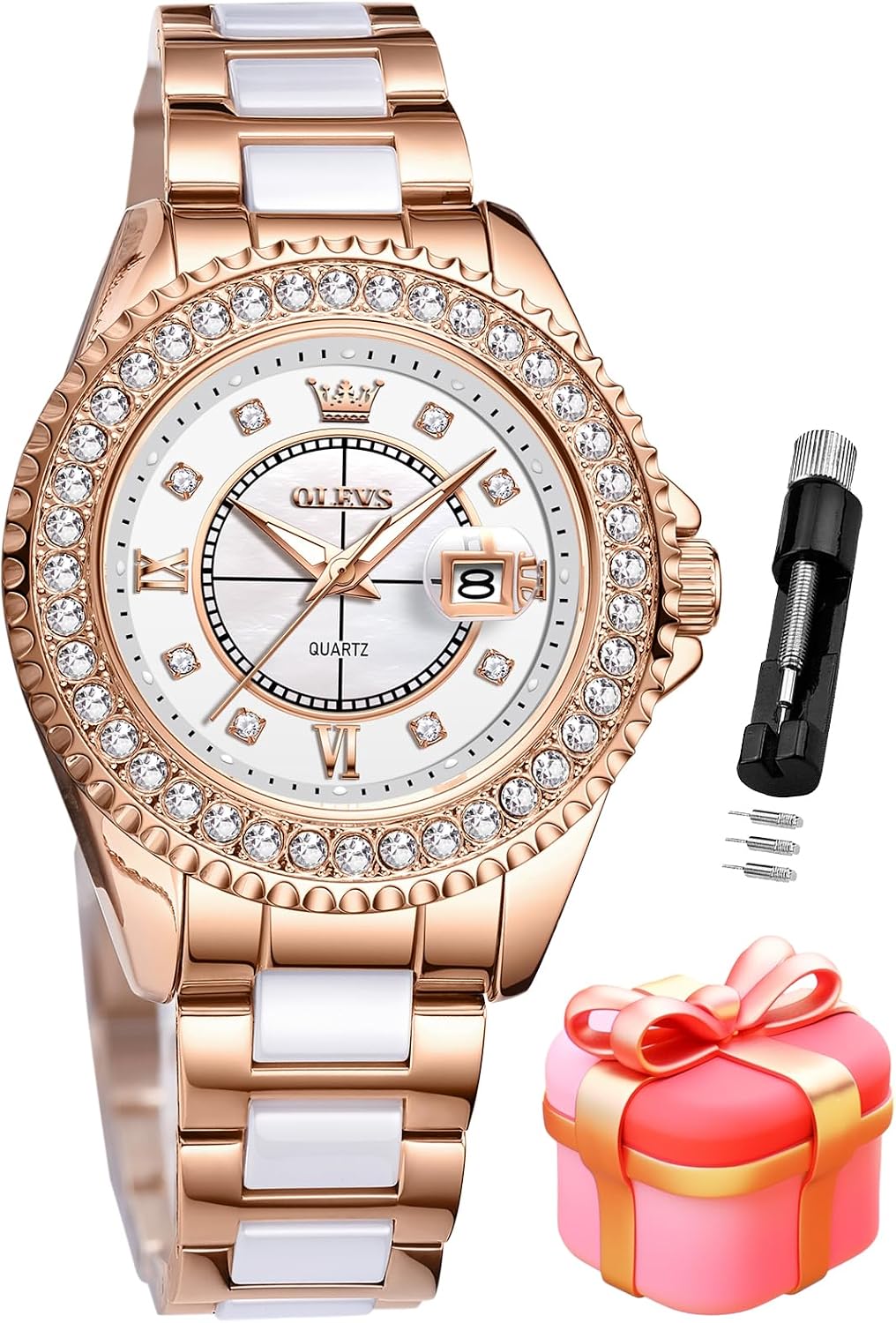 OLEVS Relojes para Mujeres Lujo Diamante con Fecha Analógico Cuartz para Mujer