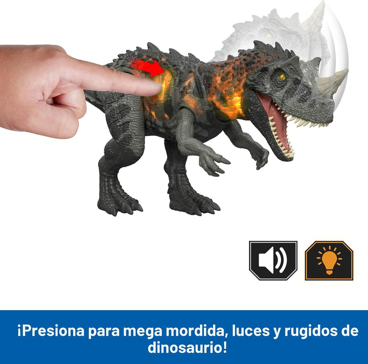 Mattel Jurassic World Wild Roar Ceratosaurus - Figura de acción de...