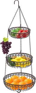 Simple Houseware - Cesta colgante para frutas de 3 niveles, bronce
