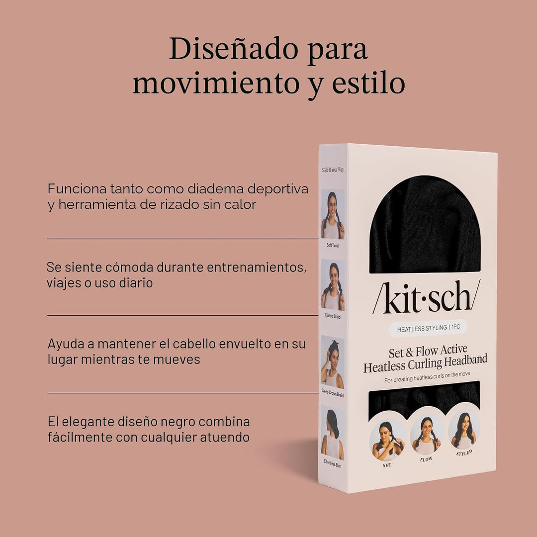 Kitsch Set & Flow Active - Diadema rizadora sin calor para mujer, c...