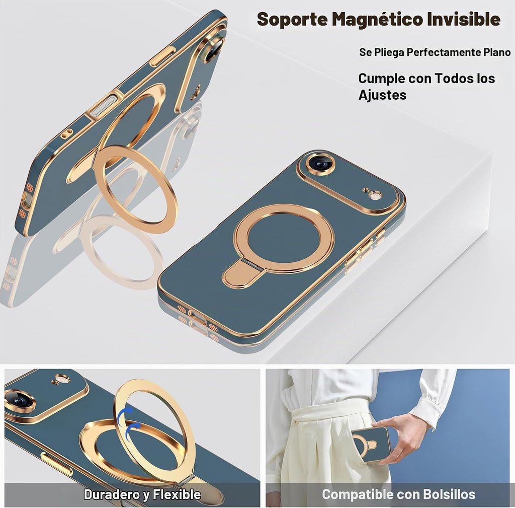 Carcasa para iPhone 17 Air con soporte de 6.1 pulgadas, color gris