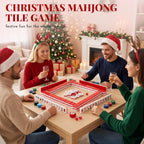 Christmas American Mahjong - Juego de 160 azulejos rojos grabados con bolsa