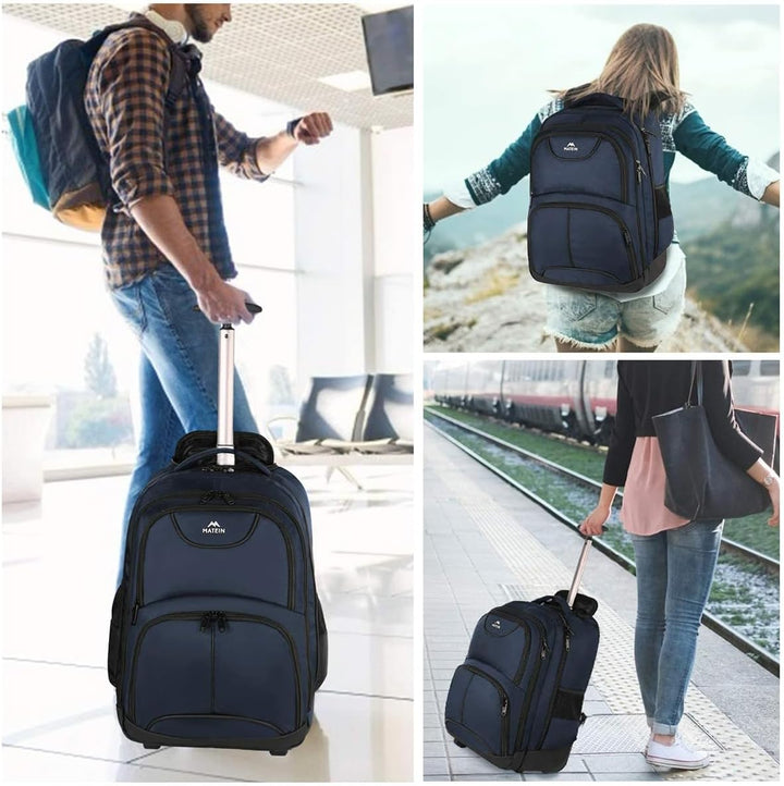 MATEIN - Mochila con ruedas, mochila rodante para laptop apta para...