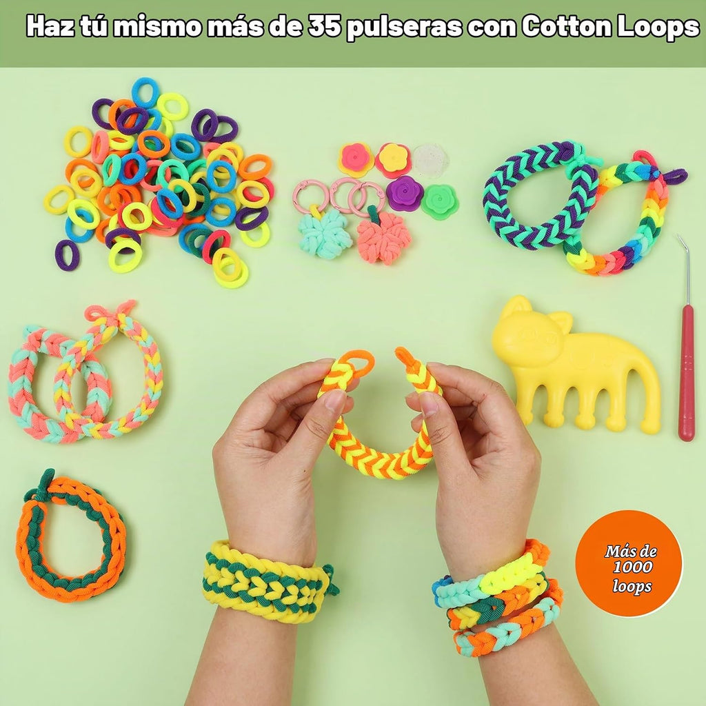 IQKidz Arte y manualidades para niños de 6 a 8 a 12 años, kit de telar para hacer pulseras con más de 1000 bandas de bucle, juego de juguetes para hacer pulseras para el cabello, gran regalo de cumpleaños para niñas de 7, 9, 10, 11, 13 años