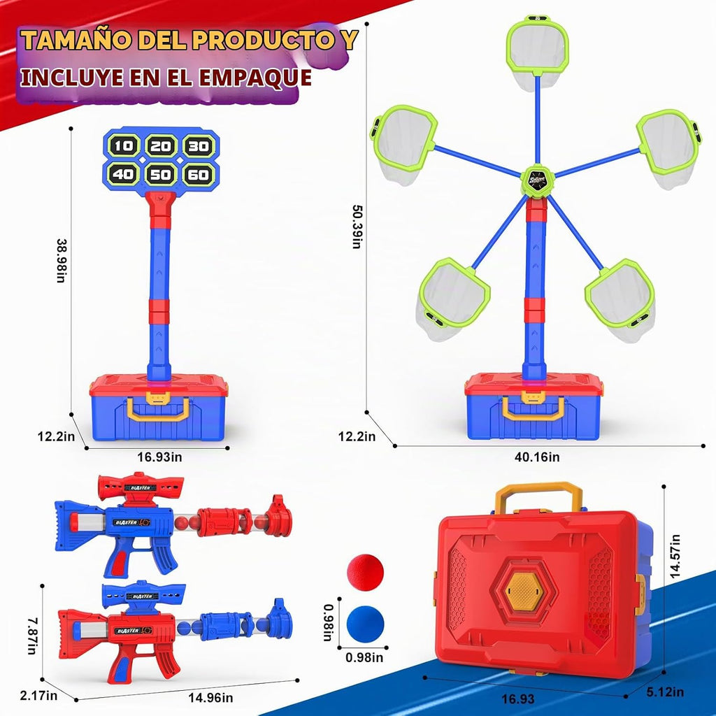 2 en 1 juego de disparos juguetes para 5-8 niños mayores que se mueven el objetivo de tiroteo de pie