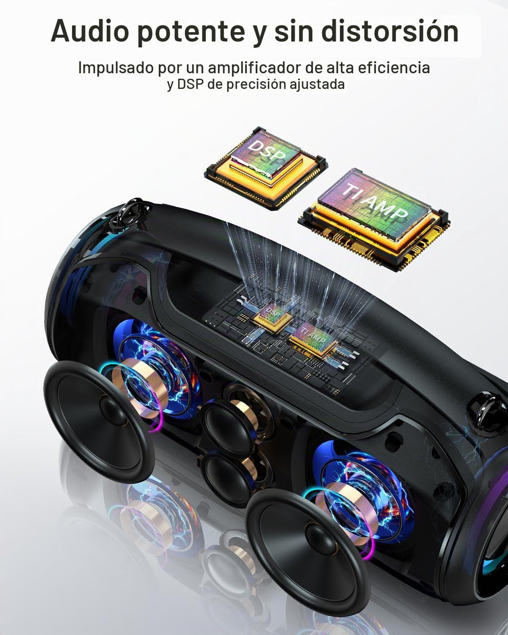 Altavoz Bluetooth, altavoces portátiles de pico de 200 W