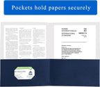 Paquete de 50 carpetas de archivos de dos bolsillos con ranura para tarjetas de visita, papel texturizado, tamaño carta, capacidad para más de 100 hojas para la escuela, oficina, negocios