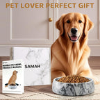 SAMAH Cuenco de mármol gris oscuro para perros, antideslizante y sin vuelcos, plato de piedra grande con peso, cuenco de agua de mármol natural para perros, fácil de limpiar, regalos para amantes de
