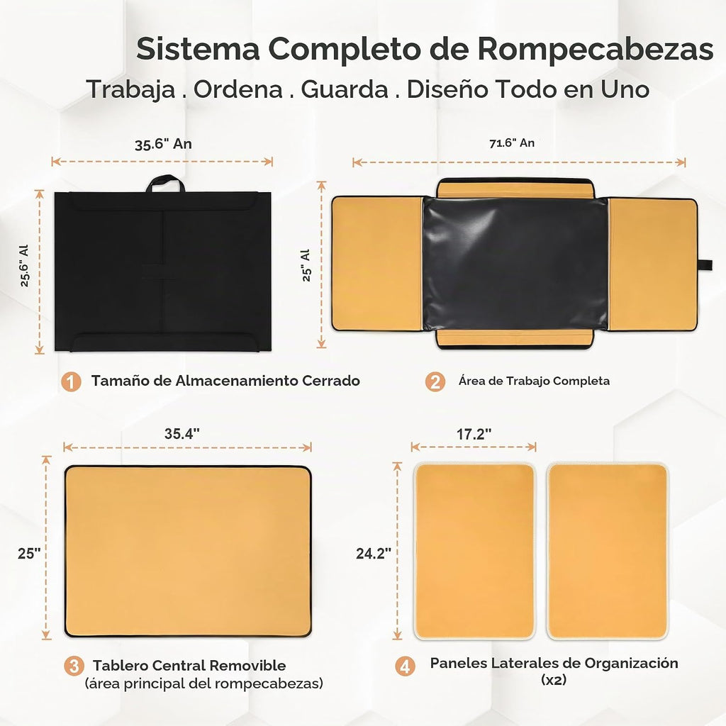Tablero de rompecabezas de 1500 piezas, tablero de rompecabezas portátil, tablero de rompecabezas de 25 x 35.43 pulgadas, organizador de rompecabezas con bandejas de clasificación y tablero