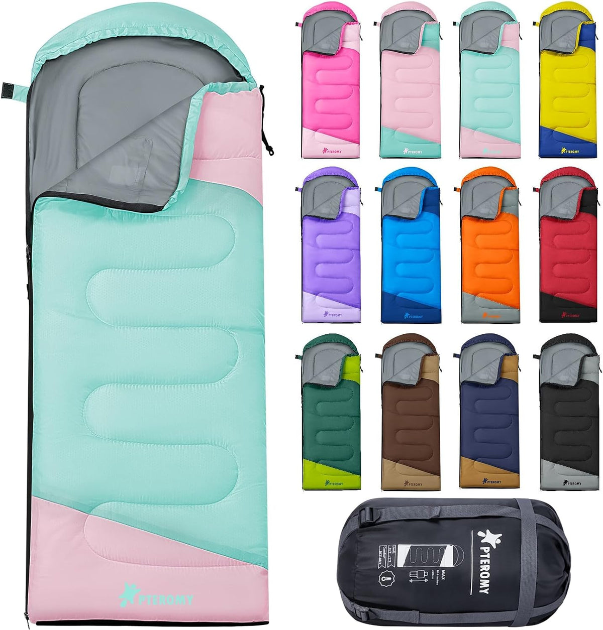 Sacos de Dormir para Adultos, Ultraligeros y Lavables a máquina, a Prueba de Agua para Senderismo, Camping y Mochila, para Clima Cálido y Frío, Esenciales de Camping para Viajar
