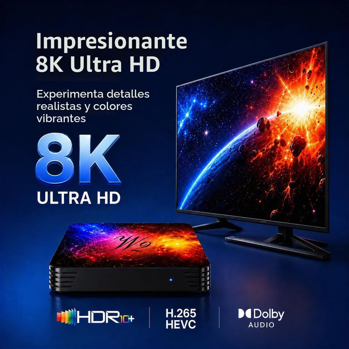 Android TV Box 14.0,4GB+64GB, soporte de vídeo 8K, USB 2.0/3.0