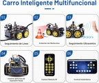 KEYESTUDIO Robot de coche inteligente, kit de iniciación programable 4WD para Arduino para Uno R3, proyecto de programación electrónica/STEM educativo/kit de codificación científica para adolescentes