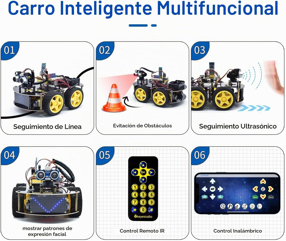 KEYESTUDIO Robot de coche inteligente, kit de iniciación programable 4WD para Arduino para Uno R3, proyecto de programación electrónica/STEM educativo/kit de codificación científica para adolescentes